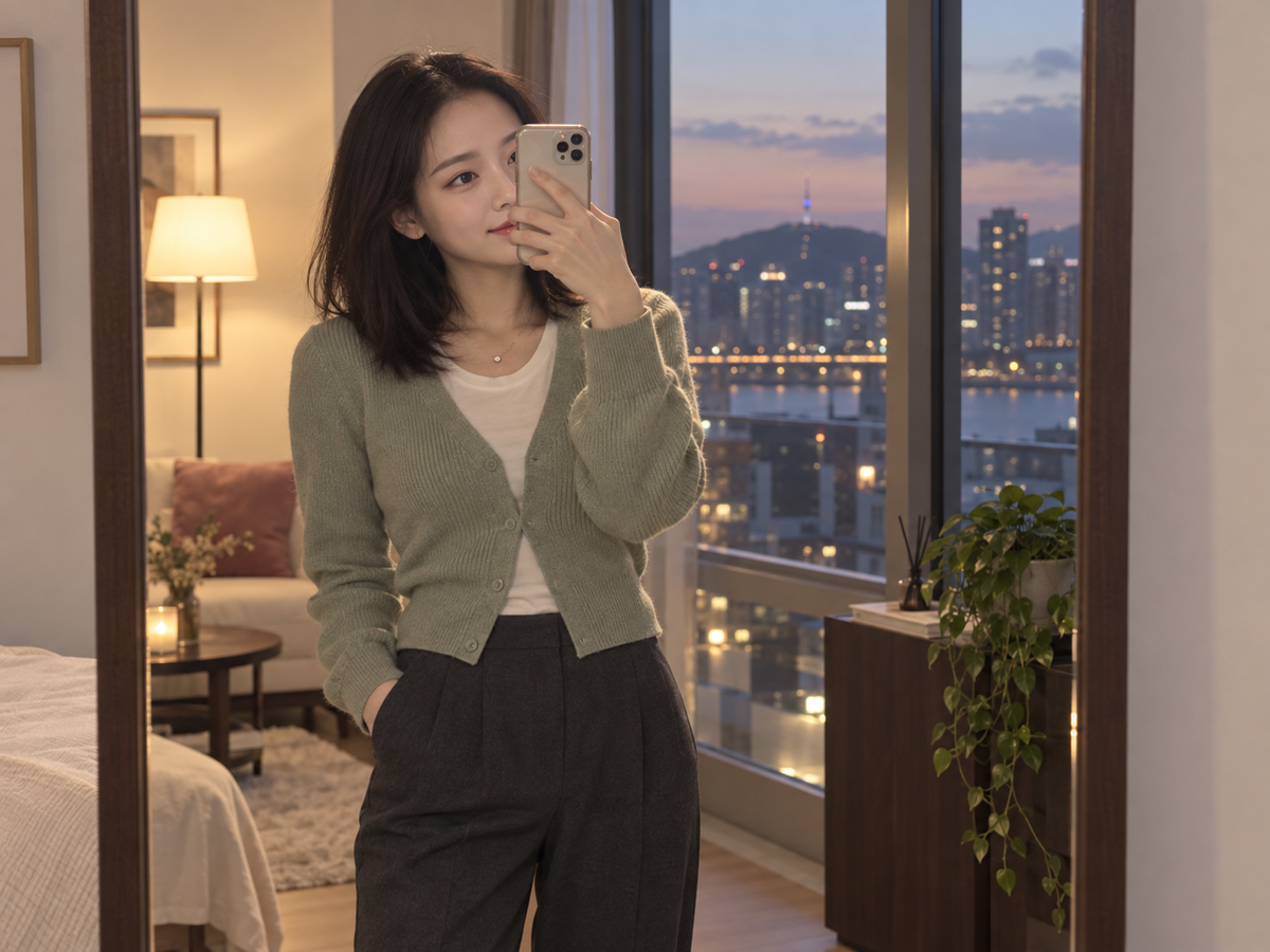 서울특별시 이동과 방문 일정을 안내하는 젊은 성인 한국 여성 관리사